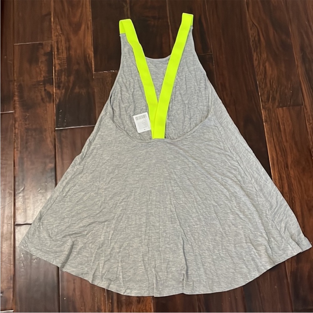 NWT! Urban Outfitters Silence + Noise Heather Gray Tunic with Neon Yellow Straps